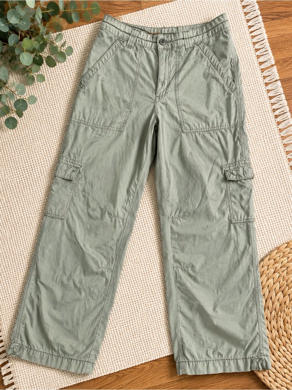 Pilcro Anthropologie Cargo Pants Womens 25 Sage Green Utility Jogger Parachute
